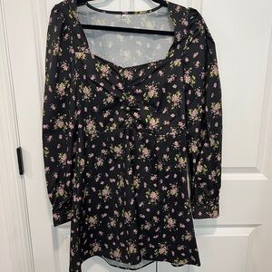 Black Dress with Purple Floral Accent